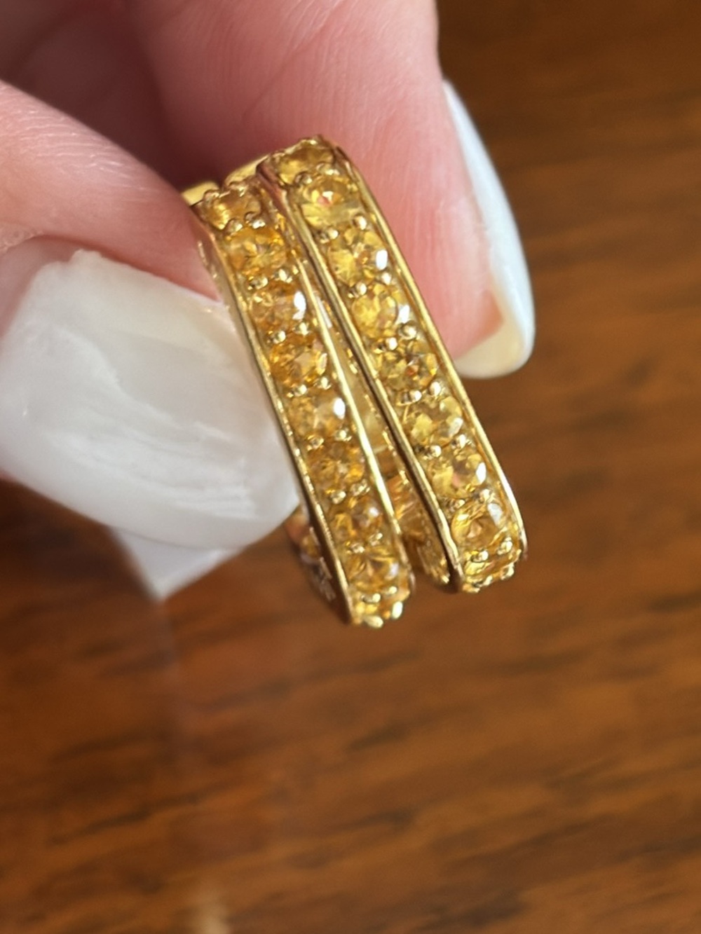 Gold-Tone Yellow Citrine Hoop Earrings